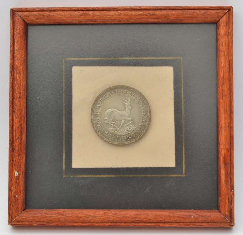Framed South African 5 Shillings 1948 as per photo