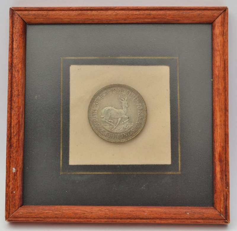Framed South African 5 Shillings 1948 as per photo