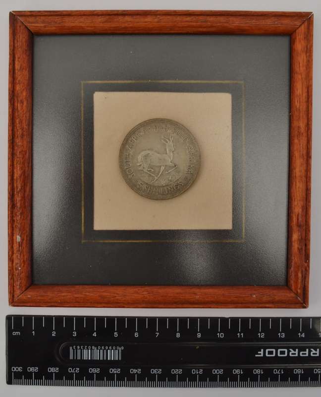 Framed South African 5 Shillings 1948 as per photo