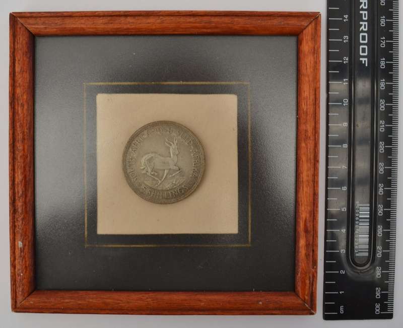 Framed South African 5 Shillings 1948 as per photo