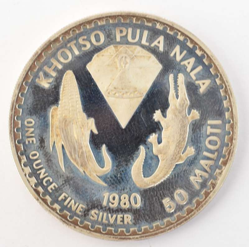 1980 Kingdom Of Lesotho 1 Ounce Fine Silver 50 Maloti Coin as per photo