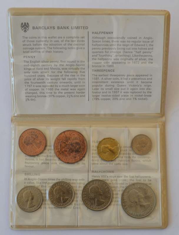Barclays Bank Ltd last date struck before the adoption of the decimal system in England Proof set as