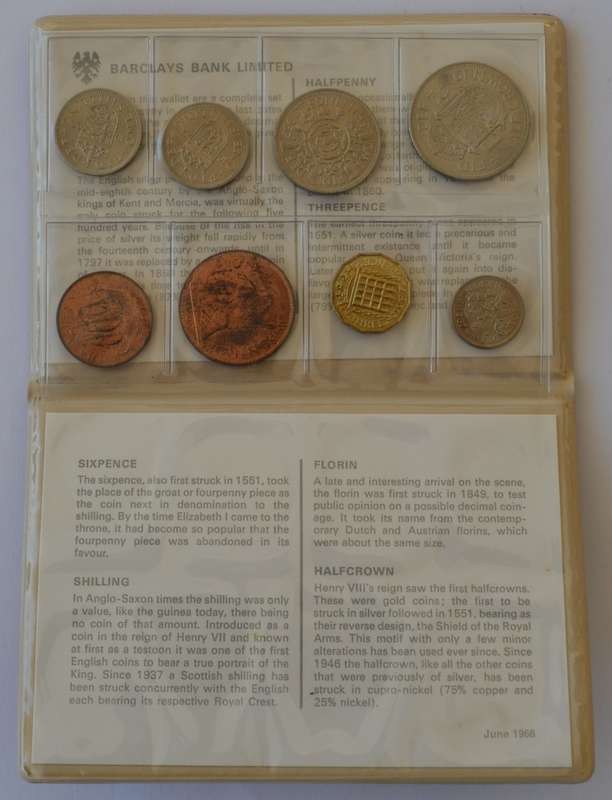 Barclays Bank Ltd last date struck before the adoption of the decimal system in England Proof set as
