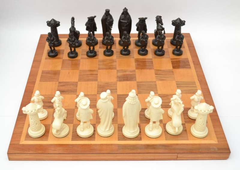 Wooden Chess Board with Plastic Pieces as per photo