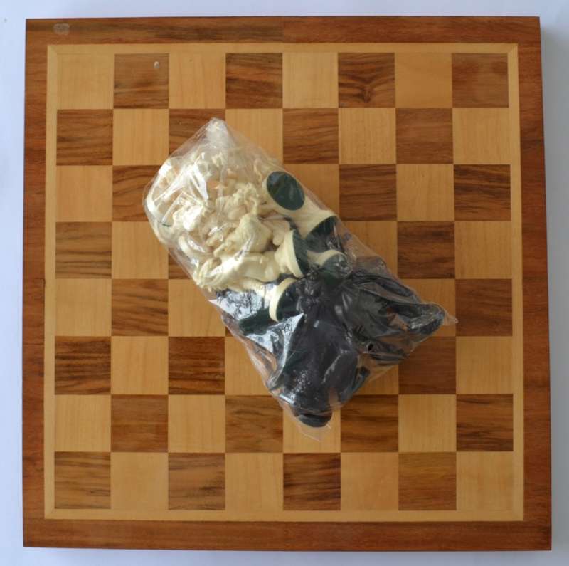 Wooden Chess Board with Plastic Pieces as per photo
