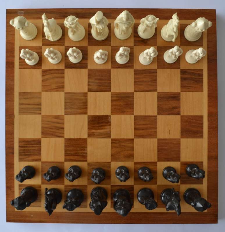 Wooden Chess Board with Plastic Pieces as per photo