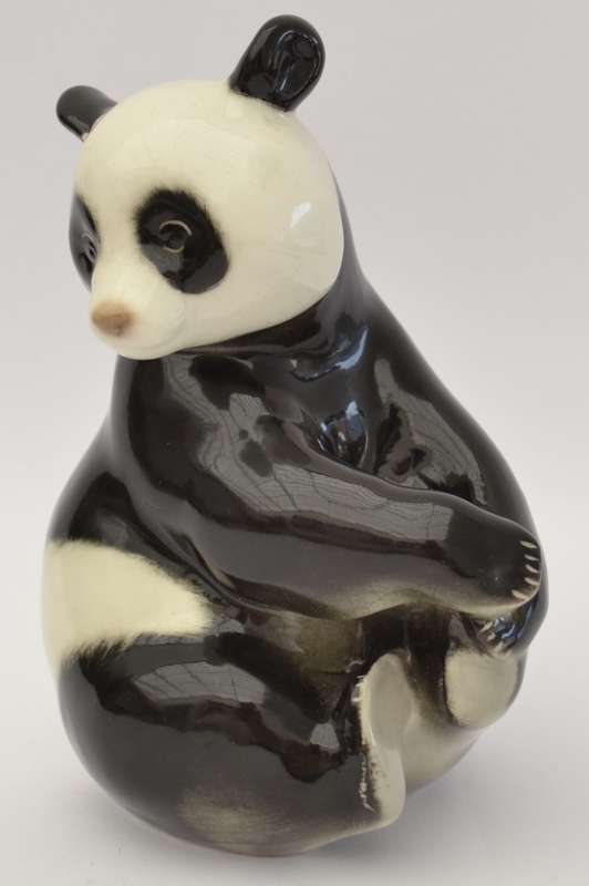 Vintage Lomonoson Russia Porcelain Panda Figurine height 13cm as per photo
