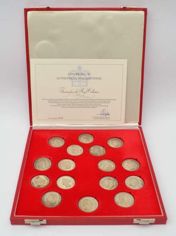 UK Royal Collection Set of 16 Sterling Silver Medallions as per photo