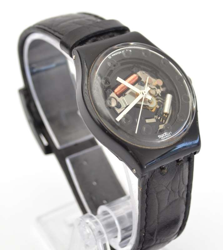 Swatch Blackliner Skeleton Wrist Watch as per photo