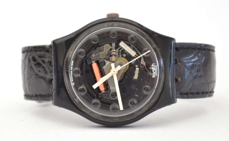 Swatch Blackliner Skeleton Wrist Watch as per photo