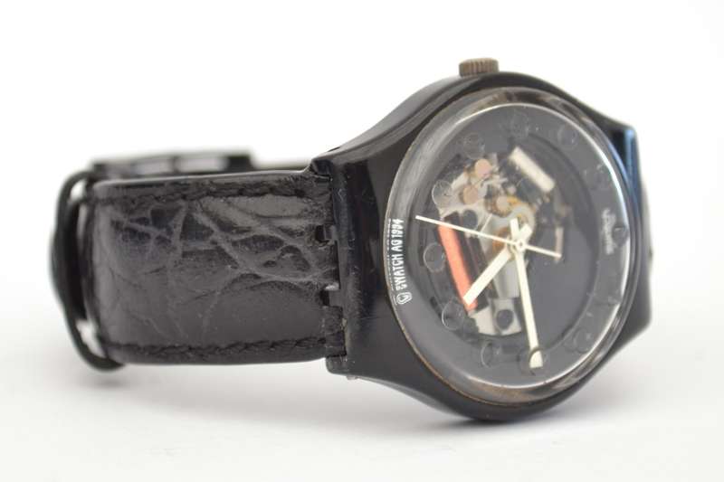 Swatch Blackliner Skeleton Wrist Watch as per photo