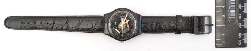 Swatch Blackliner Skeleton Wrist Watch as per photo