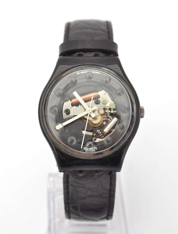 Swatch Blackliner Skeleton Wrist Watch as per photo