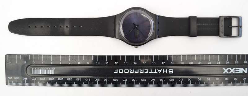 Swatch Men`s Wrist Watch with black silicone strap