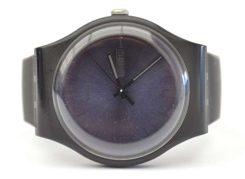 Swatch Men`s Wrist Watch with black silicone strap