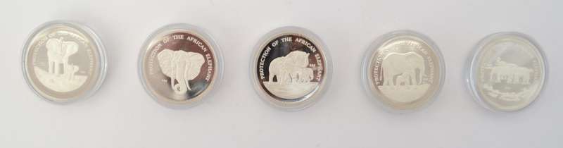 Bank of Uganda (999 Silver) Protection of the African Elephant Medallions as per photo