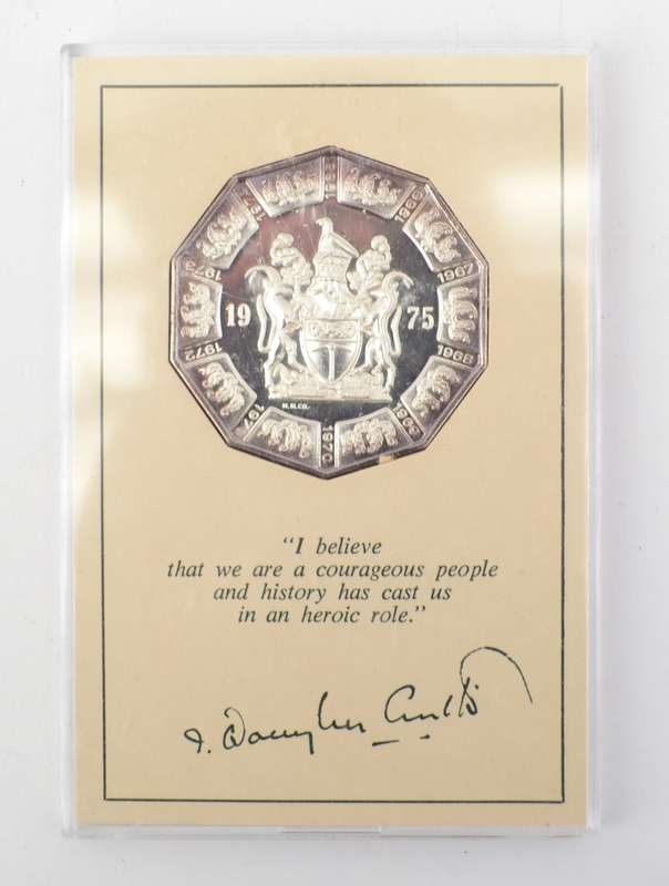1975 Rhodesian Independence 10th anniversary  Pure Silver Medallion - limited edition as per photo
