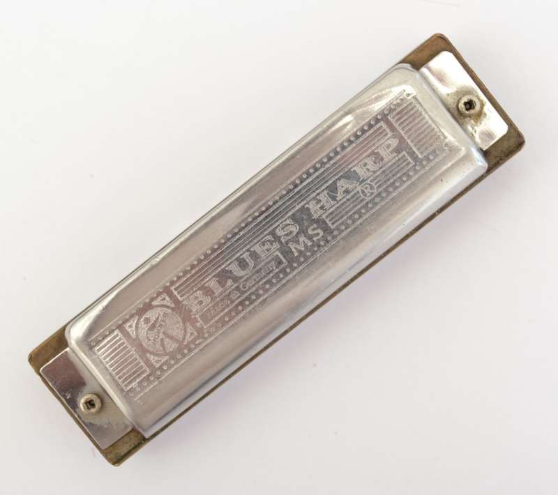 Vintage Blue Harp Harmonica Made in Germany 10cm as per photo