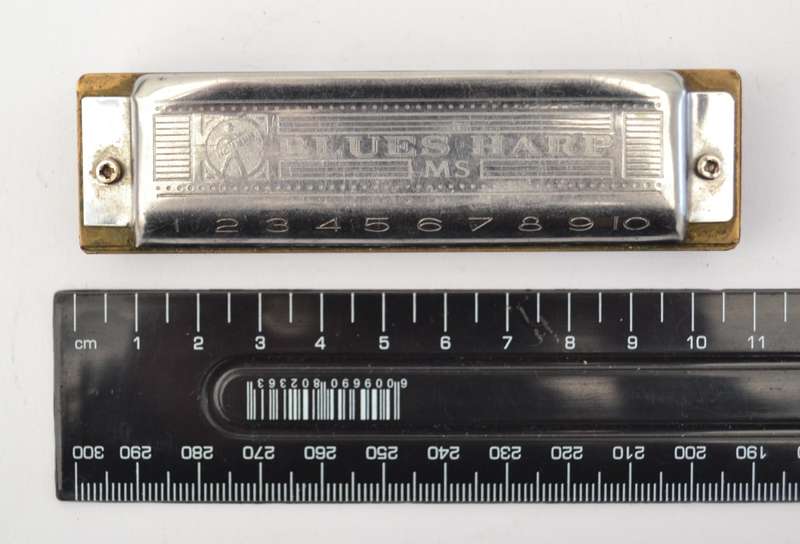 Vintage Blue Harp Harmonica Made in Germany 10cm as per photo