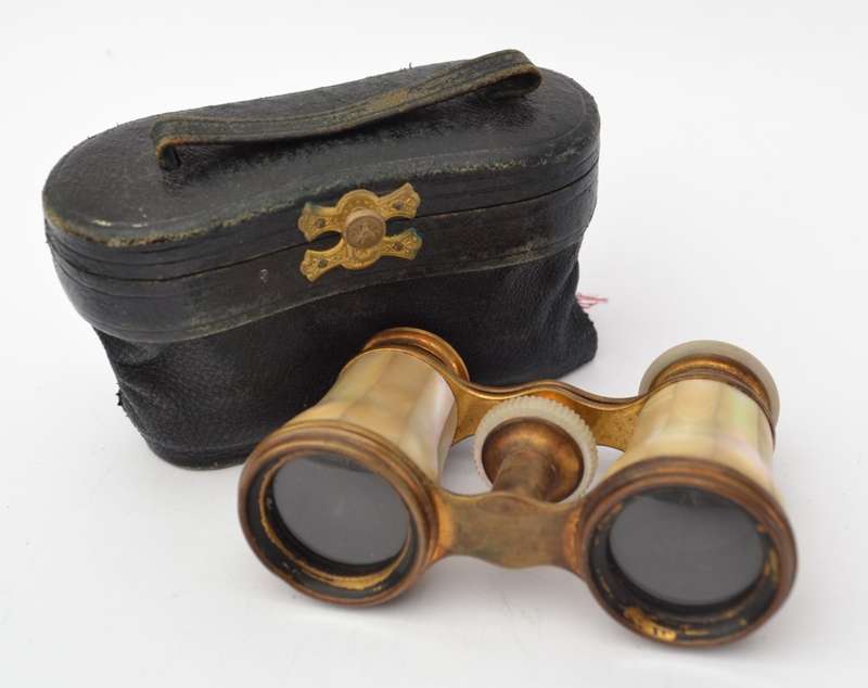 P. Dorffel  Opera Mother of Pearl Binoculars in original leather pouch as per photo