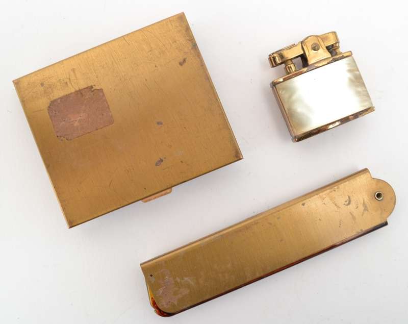 Mother of Pearl Marhill Compact, Comb & Lighter Set as per photo
