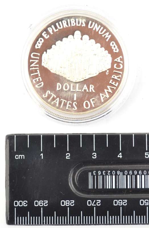 1987 Silver Dollar in box incl certificate as per photo