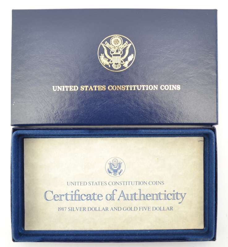 1987 Silver Dollar in box incl certificate as per photo
