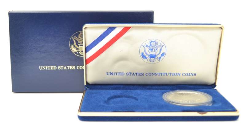 1987 Silver Dollar in box incl certificate as per photo