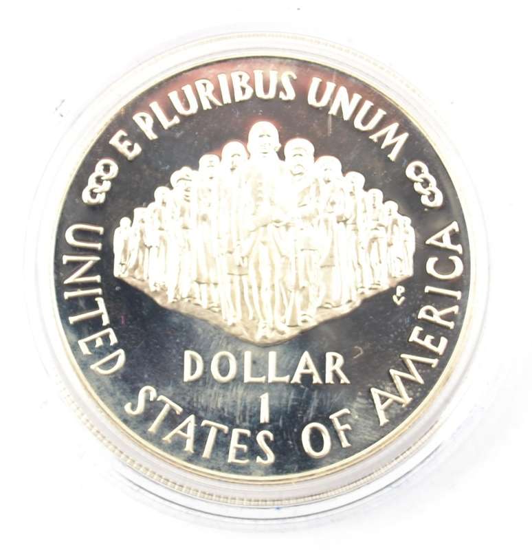 1987 Silver Dollar in box incl certificate as per photo