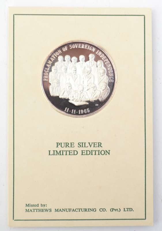 Rhodesian History Medallion Fine Silver weight 42g as per photo