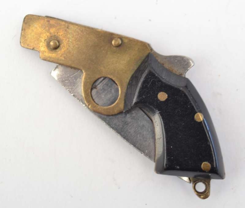 Vintage Stainless Steel Gun Knife Keychain as per photo