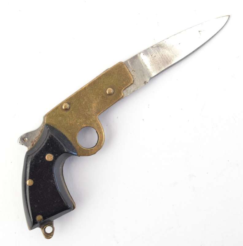 Vintage Stainless Steel Gun Knife Keychain as per photo