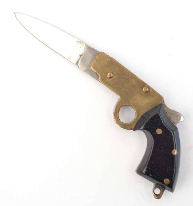 Vintage Stainless Steel Gun Knife Keychain as per photo