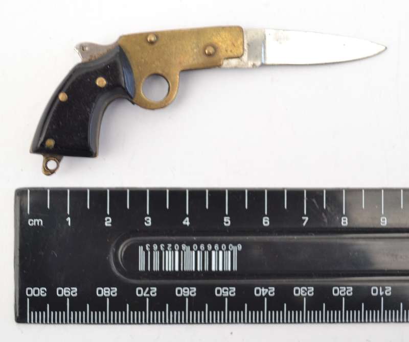 Vintage Stainless Steel Gun Knife Keychain as per photo