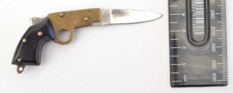 Vintage Stainless Steel Gun Knife Keychain as per photo