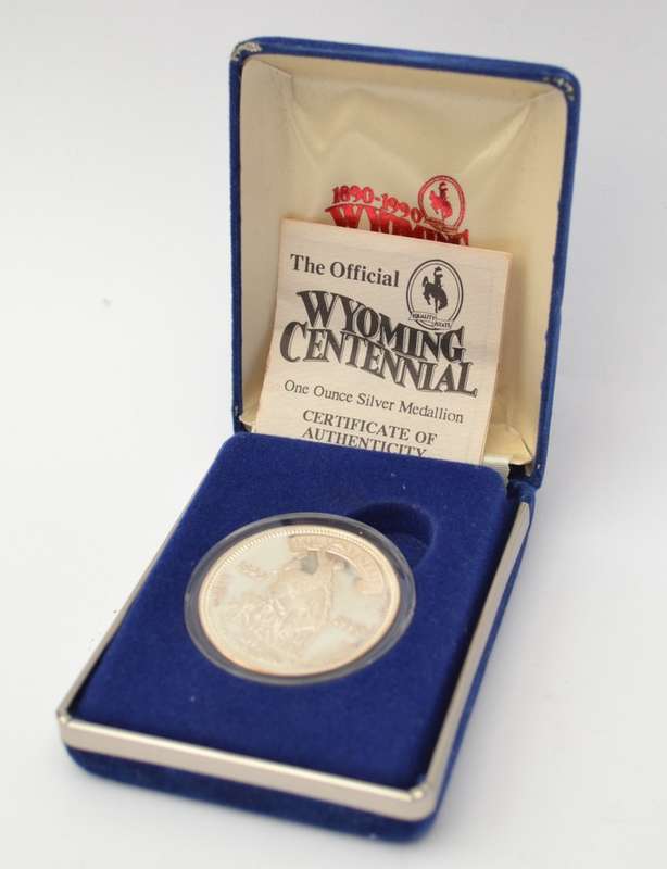 1990 Equality State of Wyoming 1 Ounce Silver Medallion as per photo