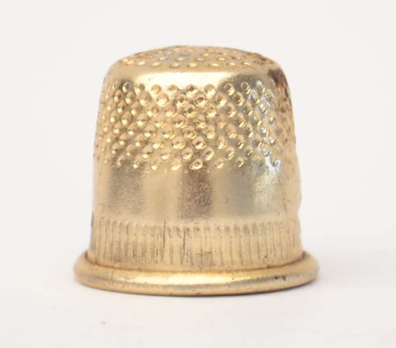 Gold Color Metal Thimble made in Japan in leather pouch as per photo