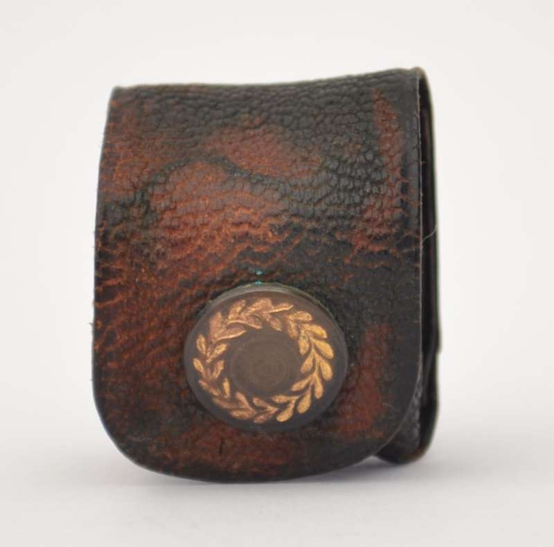 Gold Color Metal Thimble made in Japan in leather pouch as per photo