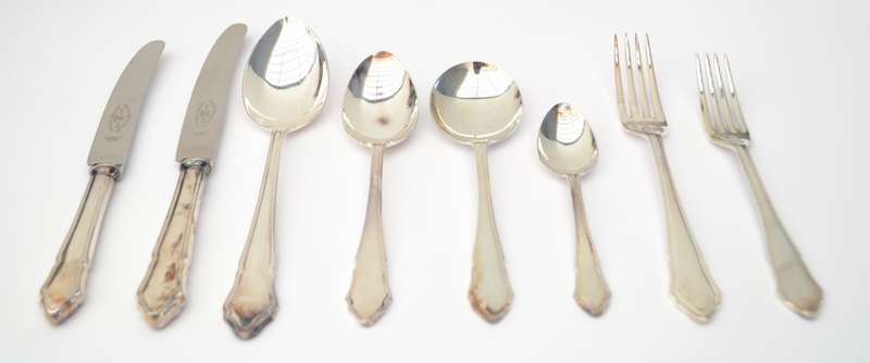 Vintage 44 Piece Francis Newton & Sons Cutlery Set in Wooden Box, unused as per photo