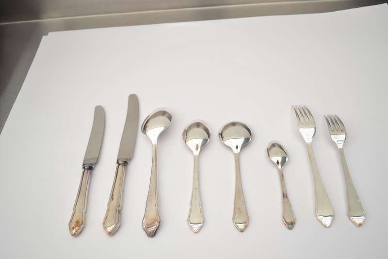 Vintage 44 Piece Francis Newton & Sons Cutlery Set in Wooden Box, unused as per photo