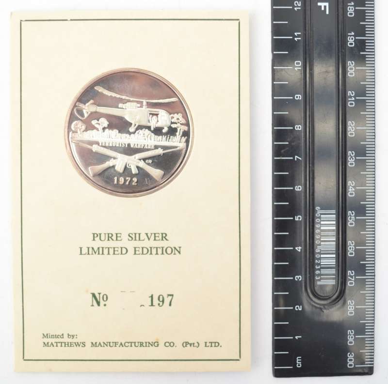 1972 Rhodesian Armed Forces Pure Silver Medallion - Limited Edition weight 42g as per photo