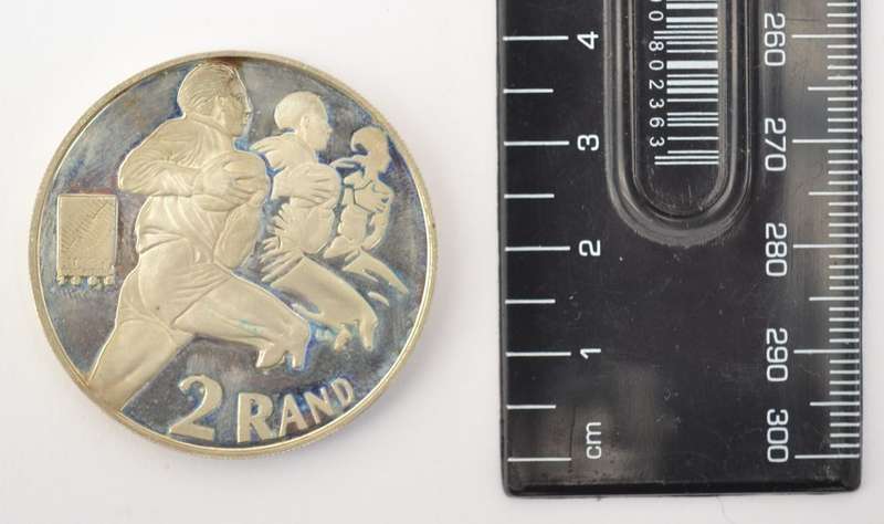 1995 Rugby World Cup Sterling Silver R2 Coin weight 34g as per photo