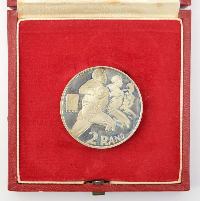 1995 Rugby World Cup Sterling Silver R2 Coin weight 34g as per photo