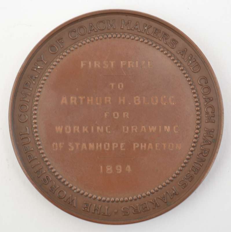 Victorian Bronze Medallion awarded to Arthur H. Blocc as per photo
