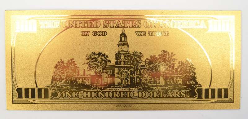 100 Dollar Gold Foil Banknote as per photo