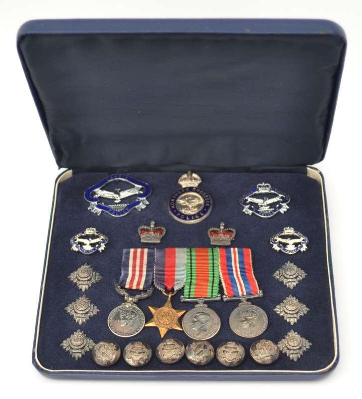 Northern Rhodesia Police & War Medals Miniature Set with Buttons as per photo