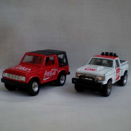 2 Miniature Coke advertising cast metal toy LDV'S.