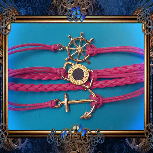 Nautical Ship Ocean Bracelet - Pink