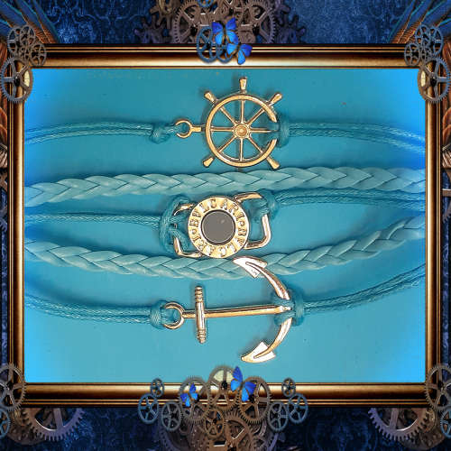 Nautical Ship Ocean Bracelet - Blue