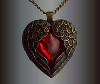 Ruby Winged Heart Necklace